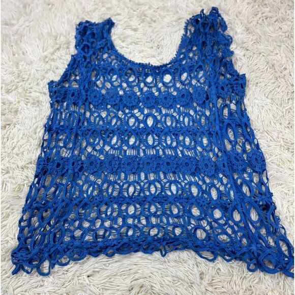 Blue Women’s Mesh Swimsuit Cover Size Medium - Picture 5 of 6